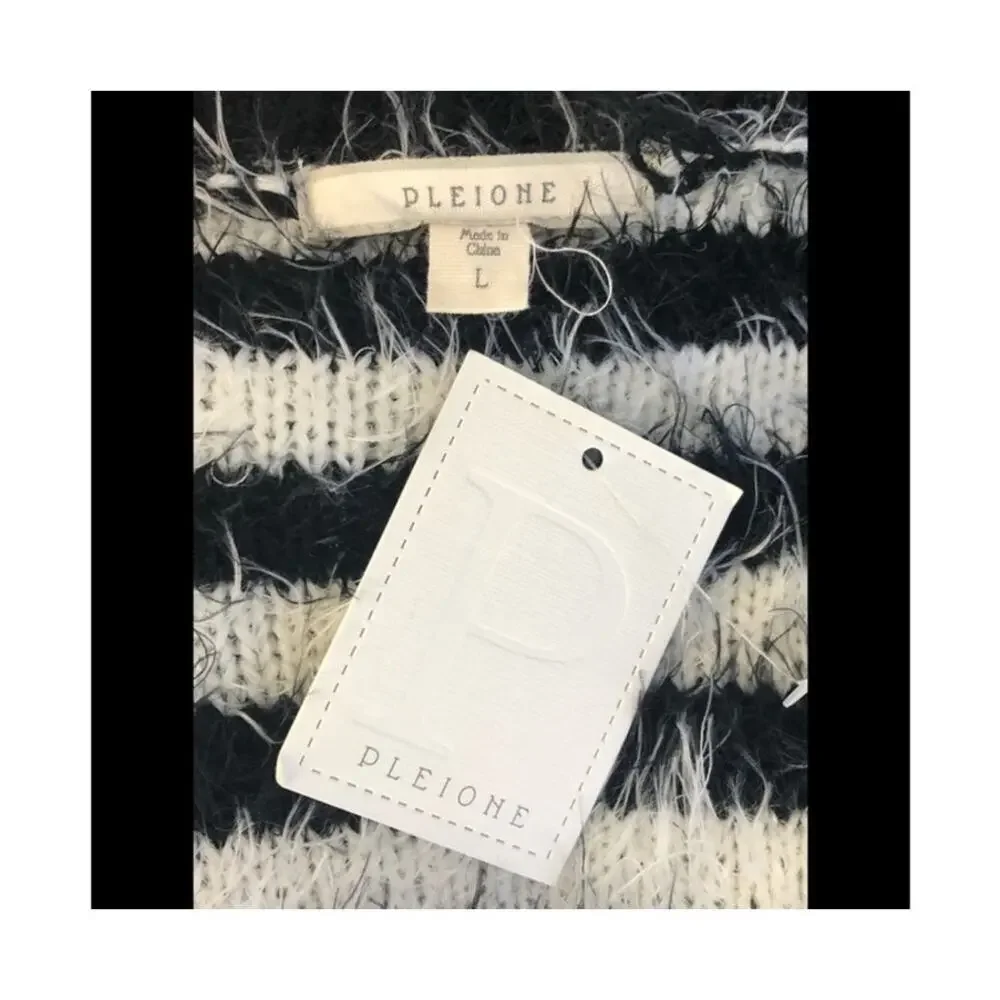 Anthropologie Pleione Eyelash Striped Cardigan NWT Large Open Front